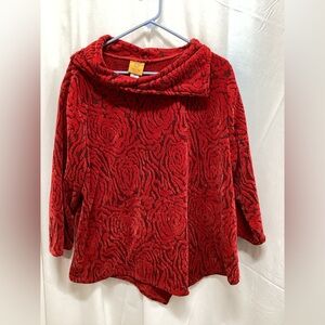 Ruby Rd. Red Textured Cowl Neck Sweater